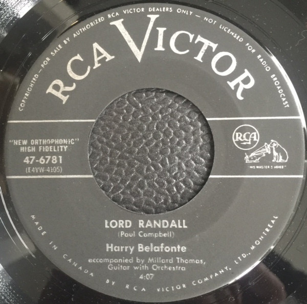 Harry Belafonte - Mo Mary / Lord Randall (7", Single) (Near Mint (NM or M-)) - Image 2