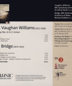 Alternative view of Ralph Vaughan Williams, Frank Bridge, BBC Symphony Orchestra, Sir Adrian Boult, BBC National Orchestra Of Wales, Martyn Brabbins - Symphony No. 6 / The Sea (CD, Album, Mono) (Near Mint (NM or M-))