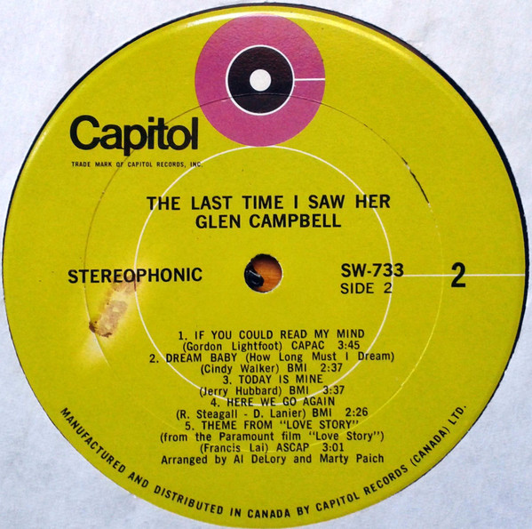 Glen Campbell - The Last Time I Saw Her (LP, Album) (Mint (M)) - Image 4