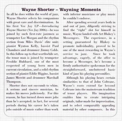 Wayne Shorter - Wayning Moments (CD, Album, RE) (Mint (M)) - Image 3