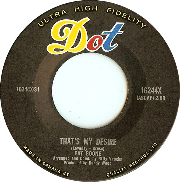 Pat Boone - Big Cold Wind / That's My Desire (7", Single) (Near Mint (NM or M-)) - Image 2
