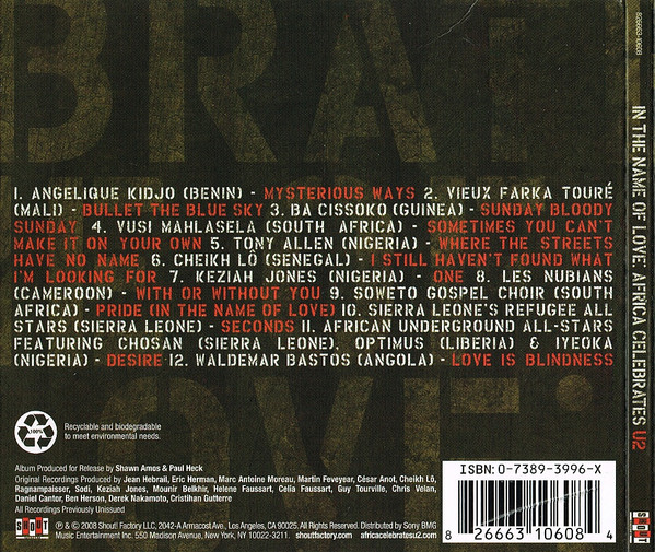Various - In The Name Of Love Africa Celebrates U2 (CD, Album) (Near Mint (NM or M-)) - Image 2