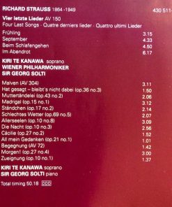Richard Strauss - Kiri Te Kanawa, Wiener Philharmoniker, Georg Solti - Four Last Songs / Thirteen Songs With Piano Accompaniment (CD, Album) (Near Mint (NM or M-)) - Image 3