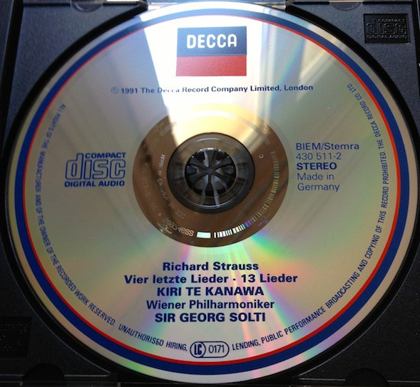 Richard Strauss - Kiri Te Kanawa, Wiener Philharmoniker, Georg Solti - Four Last Songs / Thirteen Songs With Piano Accompaniment (CD, Album) (Near Mint (NM or M-)) - Image 4