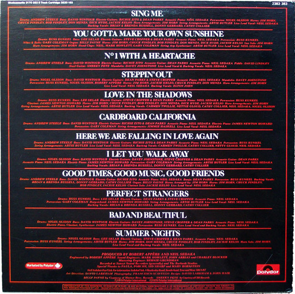 Neil Sedaka - Steppin' Out (LP, Album) (Mint (M)) - Image 2