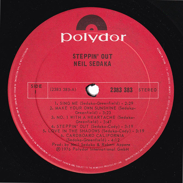 Neil Sedaka - Steppin' Out (LP, Album) (Mint (M)) - Image 3