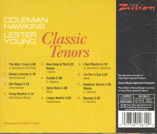 Coleman Hawkins, Lester Young - Classic Tenors (CD, Comp, RE) (Near Mint (NM or M-)) - Image 2