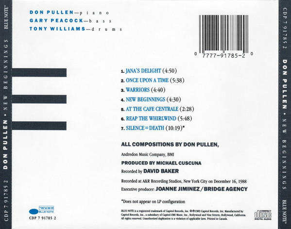 Don Pullen - New Beginnings (CD, Album) (Near Mint (NM or M-)) - Image 2