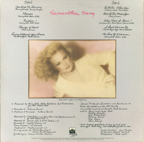 Samantha Sang - Emotion (LP, Album, Mon) (Mint (M)) - Image 2