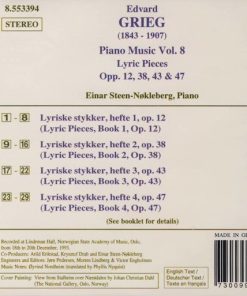 Alternative view of Edvard Grieg, Einar Steen-Nøkleberg - Piano Music Vol. 8 (Lyric Pieces Opp. 12, 38, 43 And 47) (CD, Album) (Near Mint (NM or M-))