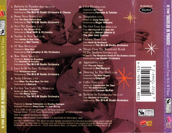 Various - Bachelor In Paradise: Cocktail Classics From M-G-M Films (CD, Comp) (Mint (M)) - Image 2