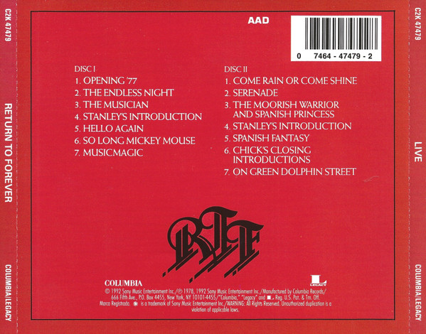Return To Forever - Live (2xCD, Album, RE, RM) (Near Mint (NM or M-)) - Image 2