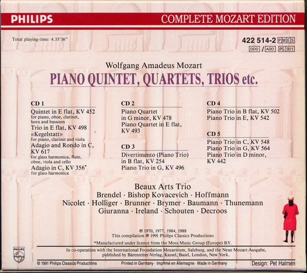 Wolfgang Amadeus Mozart - Piano Quintet, Quartets, Trios, Etc. (5xCD + Box) (Near Mint (NM or M-)) - Image 2