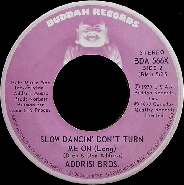 Addrisi Brothers - Slow Dancin' Don't Turn Me On (7", Single) (Near Mint (NM or M-)) - Image 2