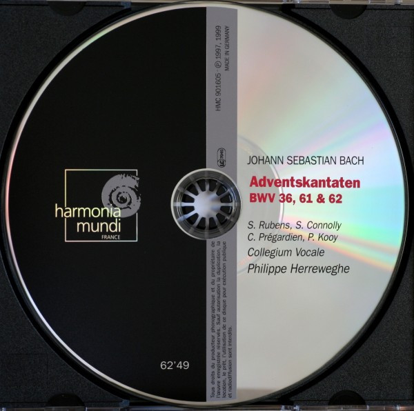 Johann Sebastian Bach, Sibylla Rubens, Sarah Connolly, Christoph Prégardien, Peter Kooij, Collegium Vocale, Philippe Herreweghe - Adventskantaten = Cantates De L'Avent BWV 36, 61 & 62 (CD) (Near Mint (NM or M-)) - Image 4