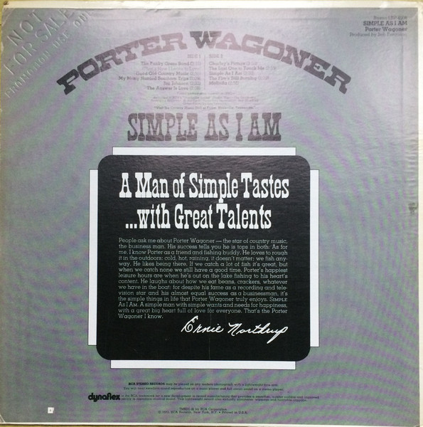 Porter Wagoner - Simple As I Am (LP, Album, Ind) (Mint (M)) - Image 2