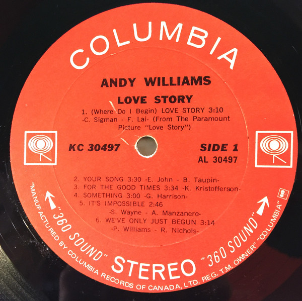 Andy Williams - Love Story (LP, Album) (Mint (M)) - Image 3