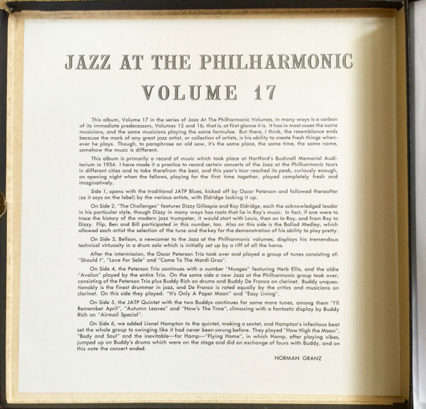 Jazz At The Philharmonic - Norman Granz' Jazz At The Philharmonic Vol.17 (3xLP, Album, Mono, Pho) (Near Mint (NM or M-)) - Image 2