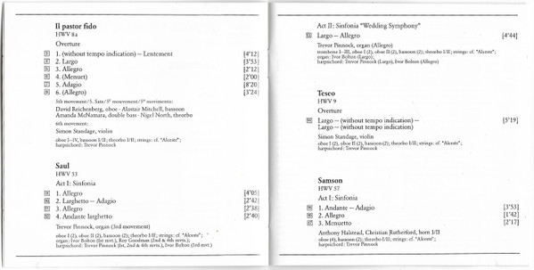 Georg Friedrich Händel / The English Concert, Trevor Pinnock - Overtures (Agrippina • Alceste • Il Pastor Fido • Samson • Saul • Teseo) (CD, Album) (Near Mint (NM or M-)) - Image 4
