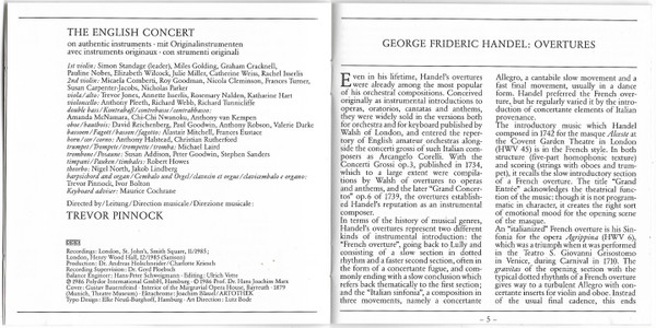 Georg Friedrich Händel / The English Concert, Trevor Pinnock - Overtures (Agrippina • Alceste • Il Pastor Fido • Samson • Saul • Teseo) (CD, Album) (Near Mint (NM or M-)) - Image 5