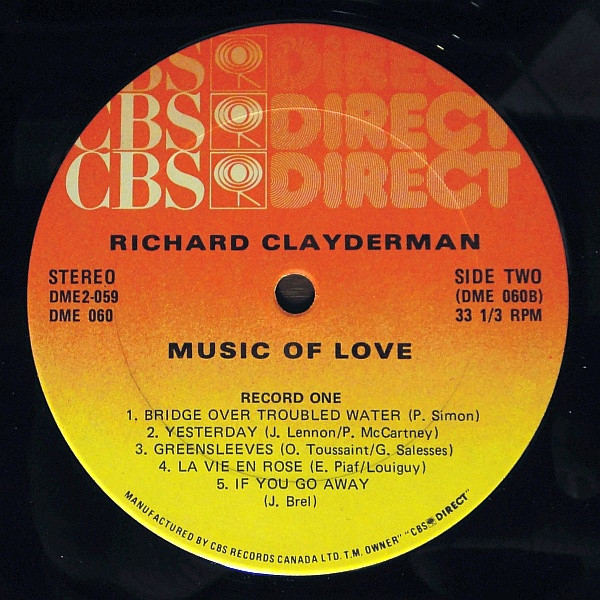 Richard Clayderman - Music Of Love - 20 Piano Favorites (2xLP, Comp) (Mint (M)) - Image 4