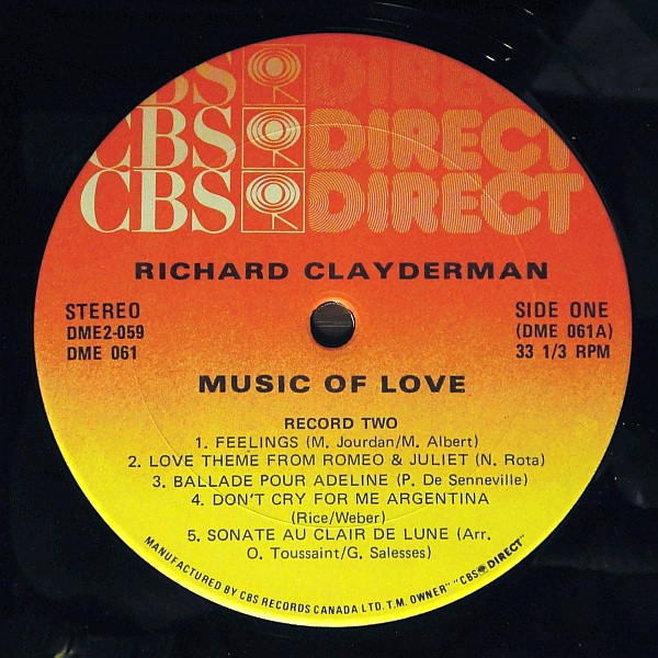 Richard Clayderman - Music Of Love - 20 Piano Favorites (2xLP, Comp) (Mint (M)) - Image 5