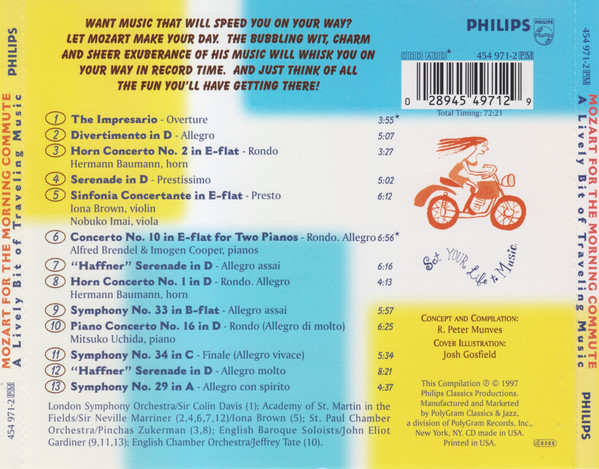 Wolfgang Amadeus Mozart - Mozart For The Morning Commute (A Lively Bit Of Traveling Music) (CD, Comp) (Near Mint (NM or M-)) - Image 2