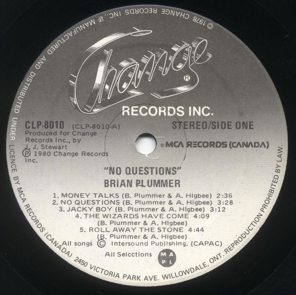 Brian Plummer - No Questions (LP, Album) (Near Mint (NM or M-)) - Image 3