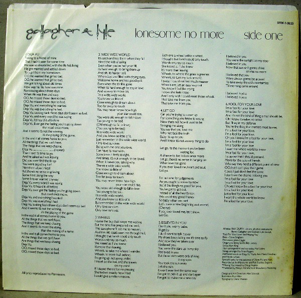Gallagher & Lyle - Lonesome No More (LP, Album) (Mint (M)) - Image 4