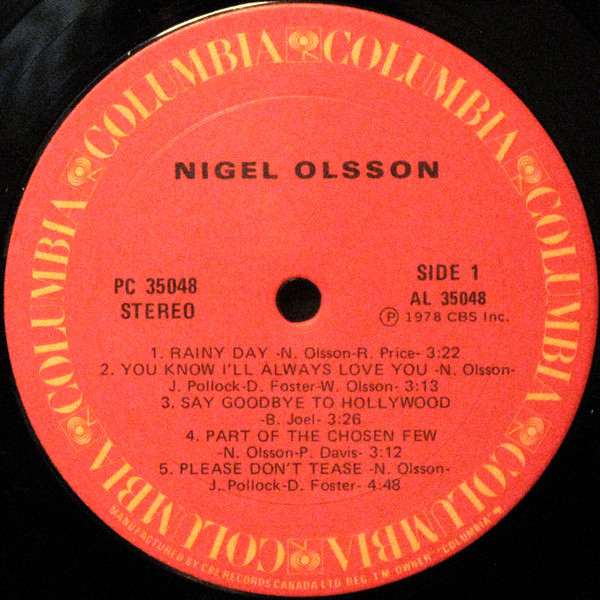 Nigel Olsson - Nigel Olsson (LP, Album) (Mint (M)) - Image 3