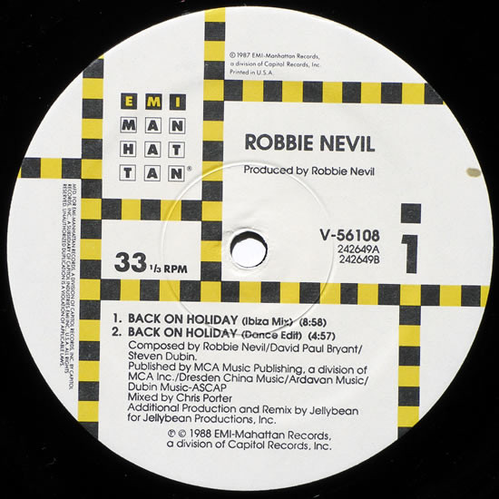 Robbie Nevil - Back On Holiday (12") (Mint (M)) - Image 3