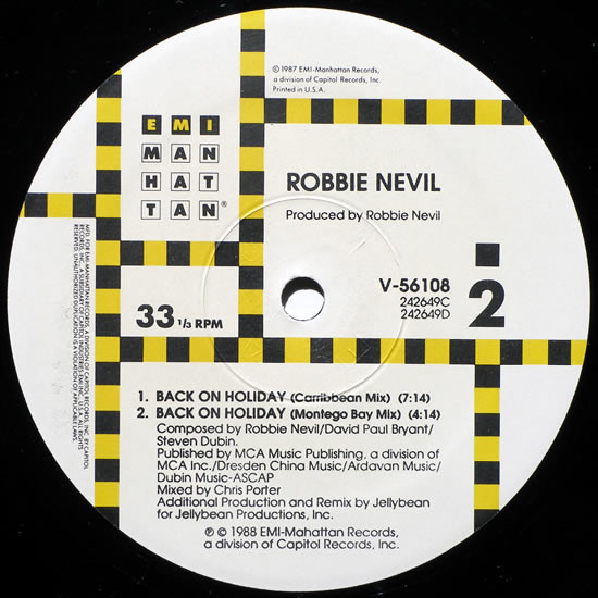 Robbie Nevil - Back On Holiday (12") (Mint (M)) - Image 4