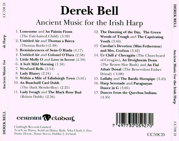 Derek Bell - Ancient Music For The Irish Harp (CD, Album) (Near Mint (NM or M-)) - Image 2
