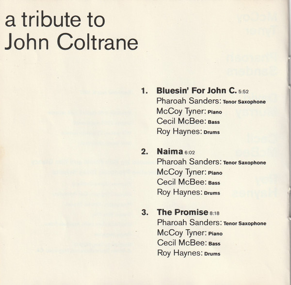 McCoy Tyner / Pharoah Sanders / David Murray / Cecil McBee / Roy Haynes - A Tribute To John Coltrane / Blues For Coltrane (CD, Album, Club) (Near Mint (NM or M-)) - Image 4
