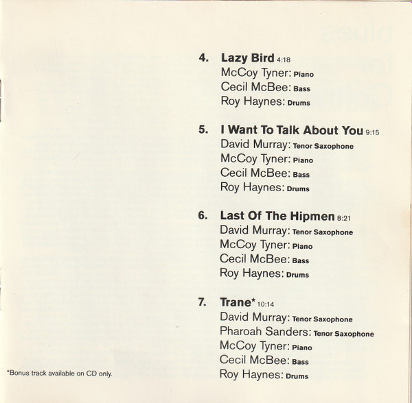 McCoy Tyner / Pharoah Sanders / David Murray / Cecil McBee / Roy Haynes - A Tribute To John Coltrane / Blues For Coltrane (CD, Album, Club) (Near Mint (NM or M-)) - Image 5