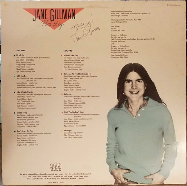 Jane Gillman - Pick It Up (LP, Album, Hub) (Mint (M)) - Image 2