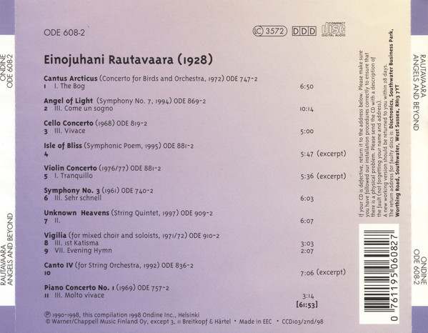 Einojuhani Rautavaara - Angels And Beyond (CD, Comp) (Near Mint (NM or M-)) - Image 2