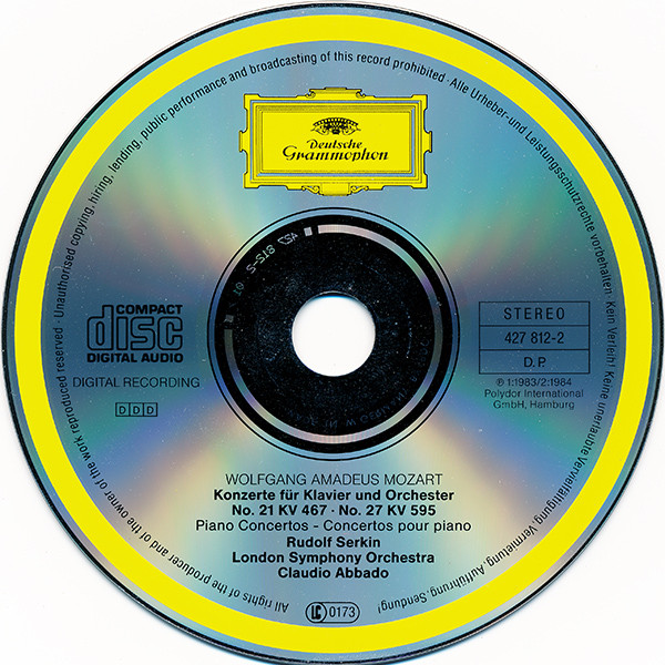 Wolfgang Amadeus Mozart, Rudolf Serkin, London Symphony Orchestra, Claudio Abbado - Klavierkonzerte - Piano Concertos Nos. 21 & 27 (CD, Comp) (Near Mint (NM or M-)) - Image 3