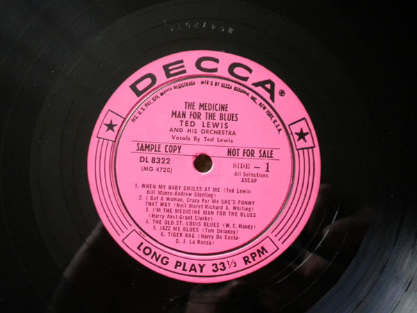 Ted Lewis And His Orchestra - The Medicine Man For The Blues (LP, Album, Promo) (Mint (M)) - Image 2