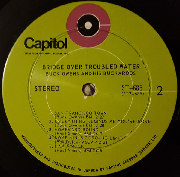 Buck Owens And His Buckaroos - Bridge Over Troubled Water (LP, Album) (Mint (M)) - Image 2
