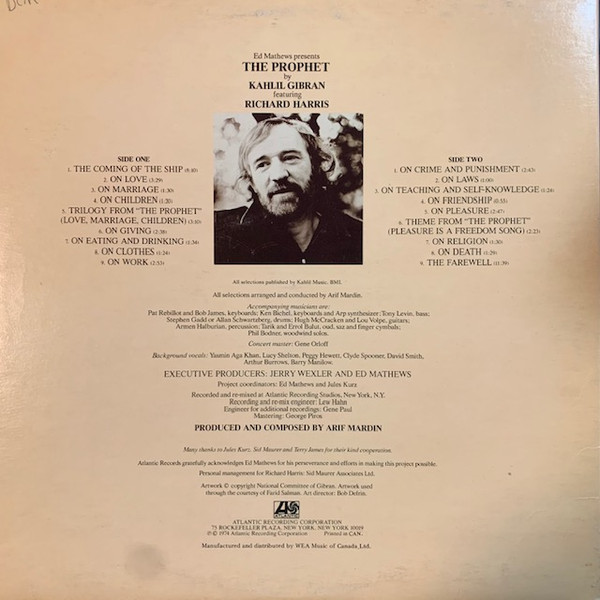 Khalil Gibran Featuring Richard Harris - The Prophet (LP, Album, Gat) (Mint (M)) - Image 5