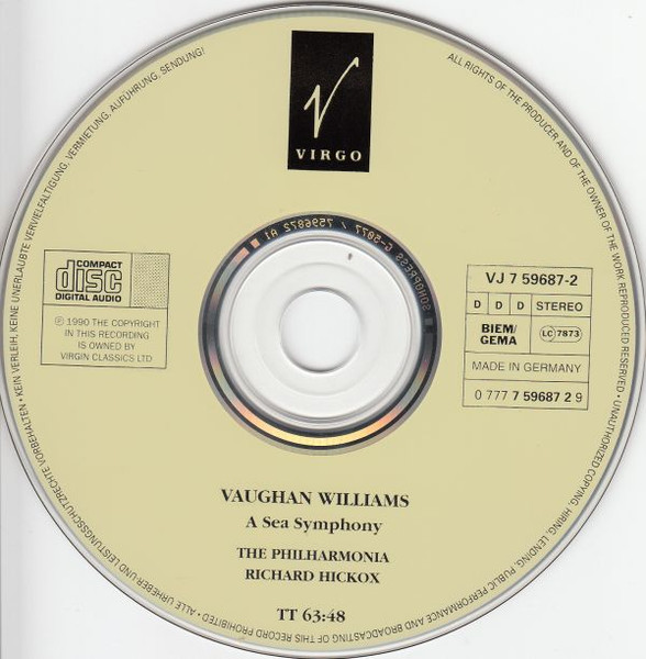 Ralph Vaughan Williams : Philharmonia Orchestra, Richard Hickox - A Sea Symphony (CD, Album) (Near Mint (NM or M-)) - Image 3