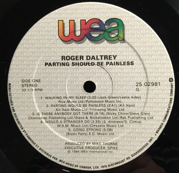Roger Daltrey - Parting Should Be Painless (LP, Album) (Mint (M)) - Image 3