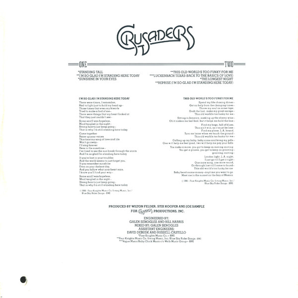 The Crusaders - Standing Tall (LP, Album) (Mint (M)) - Image 3