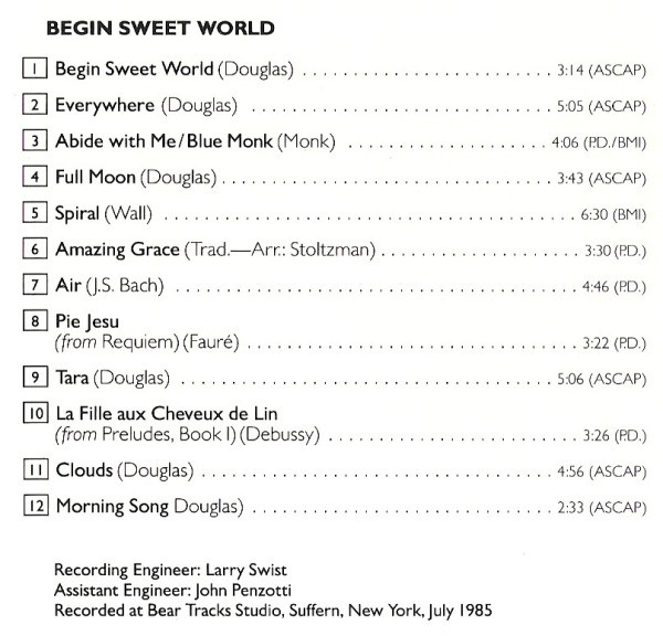 Richard Stoltzman, Bill Douglas, Jeremy Wall, Eddie Gomez - Begin Sweet World (CD) (Near Mint (NM or M-)) - Image 4