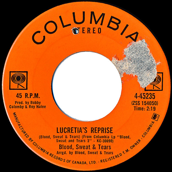 Blood, Sweat And Tears - Lucretia Mac Evil / Lucretia's Reprise (7", Single) (Near Mint (NM or M-)) - Image 2