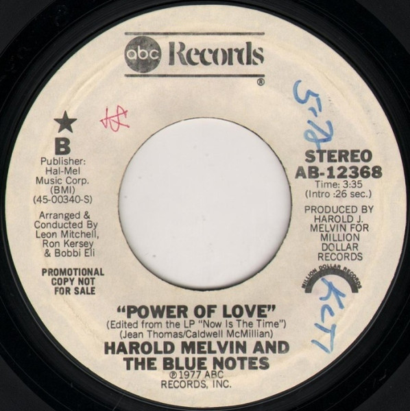 Harold Melvin And The Blue Notes - Now Is The Time / Power Of Love (7", Promo) (Near Mint (NM or M-)) - Image 4
