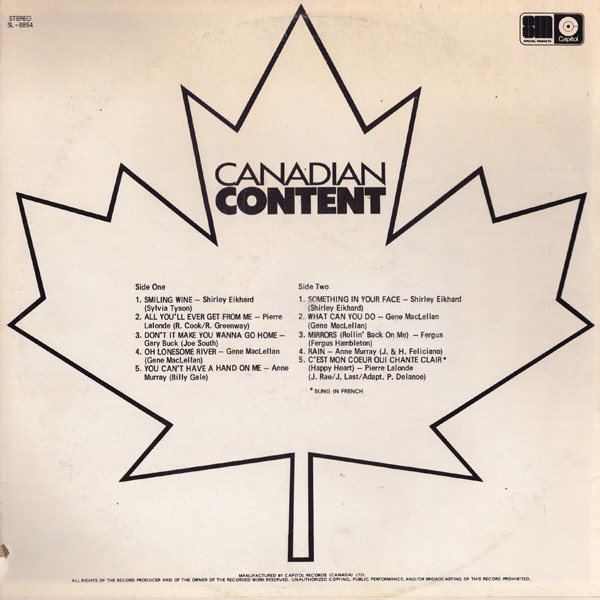 Various - Canadian Content (LP) (Mint (M)) - Image 2