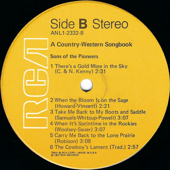 The Sons Of The Pioneers - A Country-Western Songbook (LP, Comp, RE) (Mint (M)) - Image 4