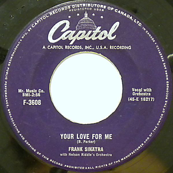 Frank Sinatra With Nelson Riddle And His Orchestra - Can I Steal A Little Love (7", Single) (Very Good (VG)) - Image 2